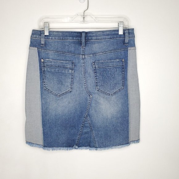 Libby Edelman Light Medium Wash Color Block Stretchy Denim Jean Skirt Size XS - Picture 5 of 13